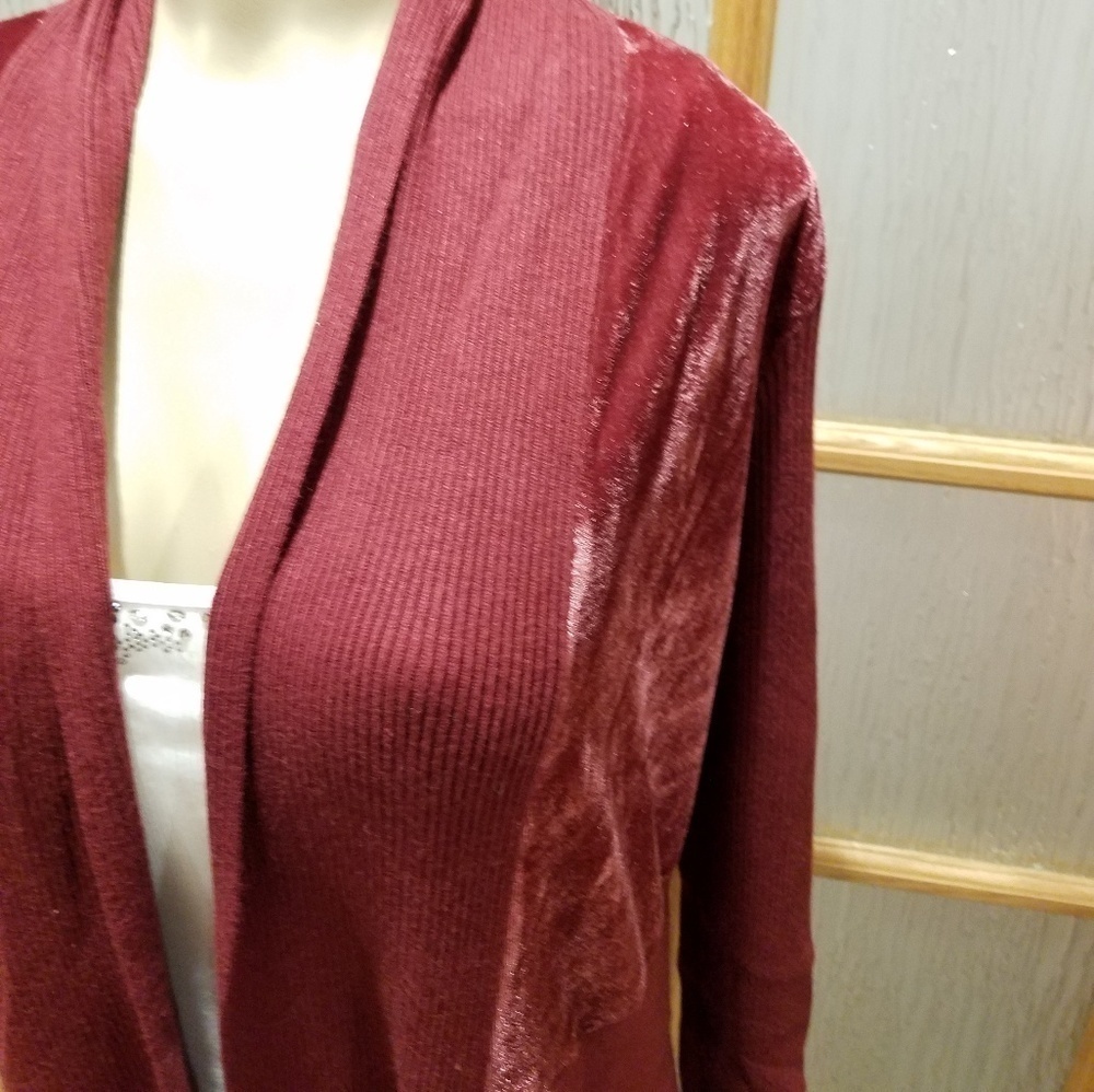89TH & Madison Persimon Velvet/Knit Cardigan